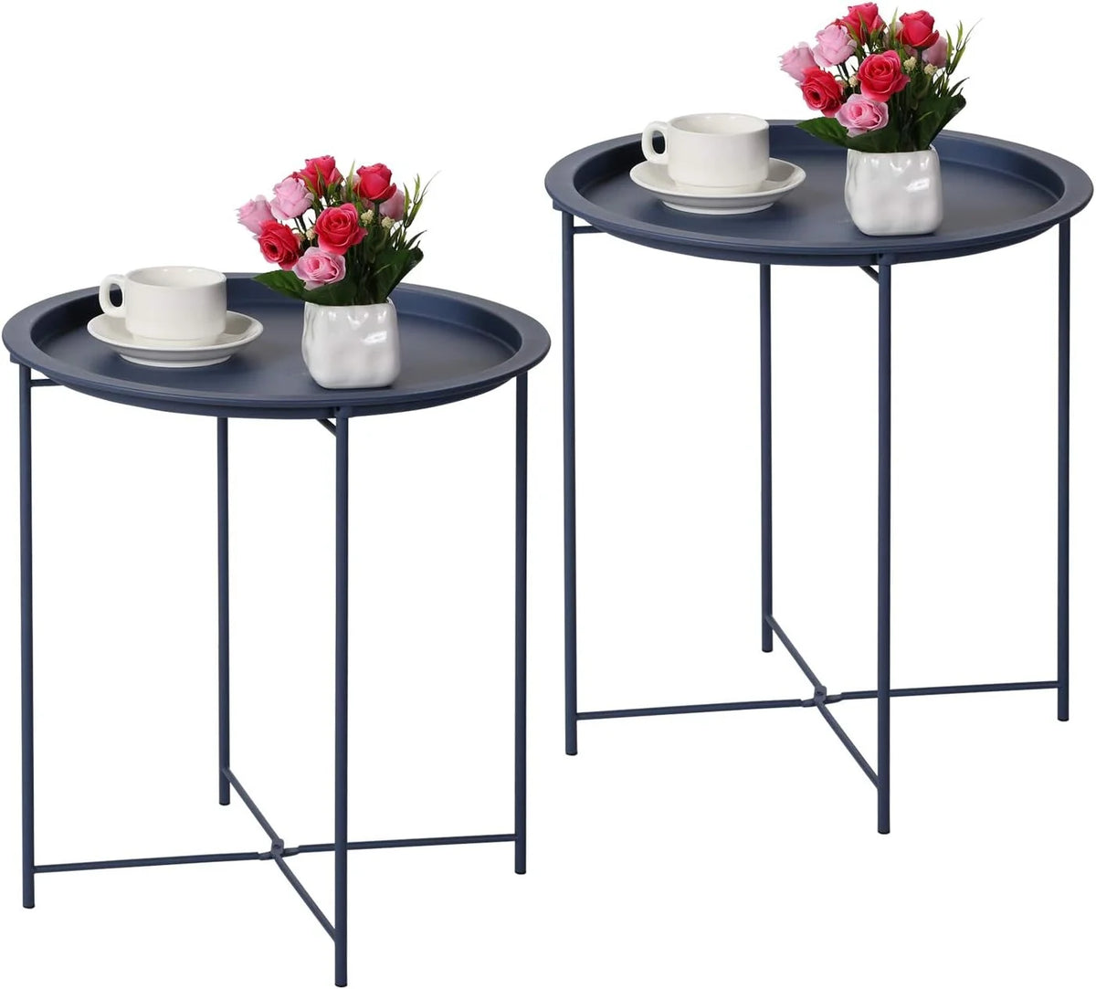 Blue Side Table with Removable Tray, Set of 2 N203416