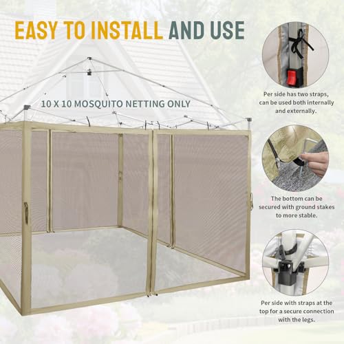 10 x 10 Pop Up Canopy Mosquito Net Sidewall with Zipper 4 Packs Blue X27885