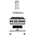 36 In. Dual Fuel Range and Range Hood with White Matte Door Y48577