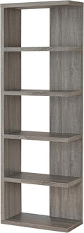 5-Tier Weathered Grey Bookcase O366