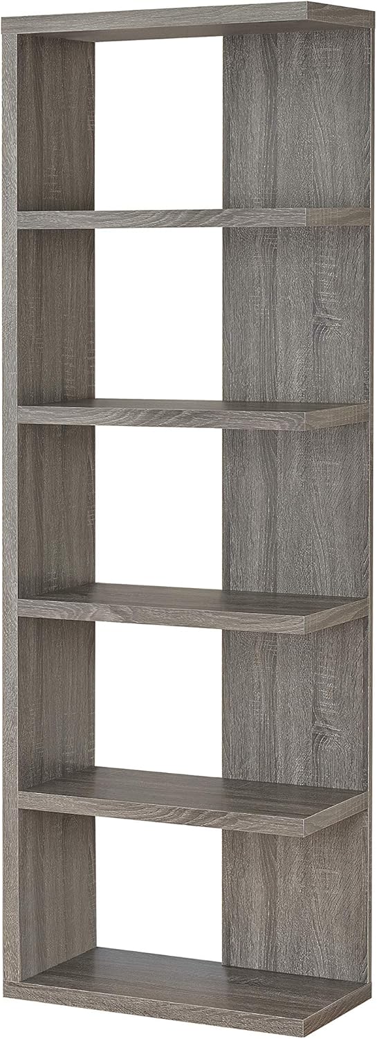 5-Tier Weathered Grey Bookcase O366