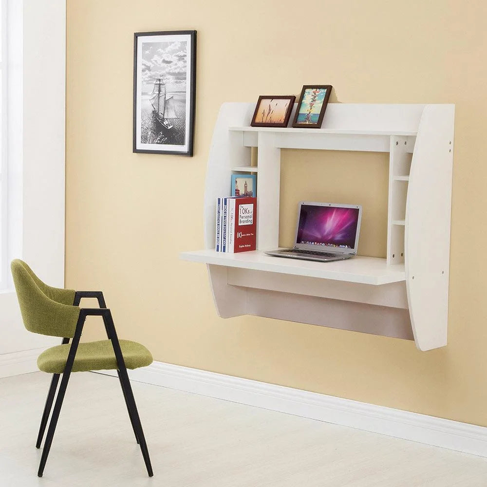 Wall Mount Computer Desk with Storage Shelves F421031