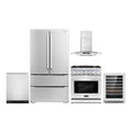 30 Gas Range, Wall Mount Range Hood, Dishwasher, Refrigerator with Ice Maker and Wine Cooler D708