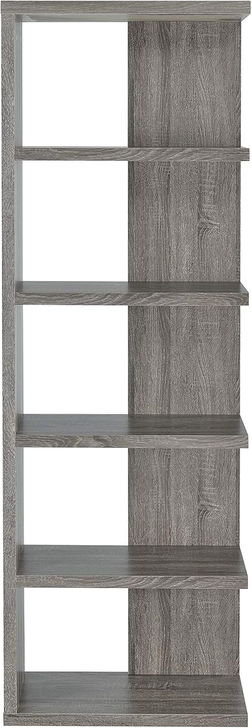 5-Tier Weathered Grey Bookcase O366
