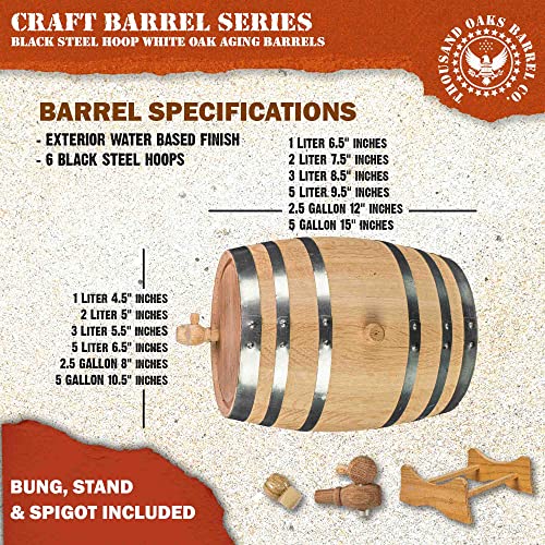 2 Liter Oak Aging Barrel with Wood Stand Z196099