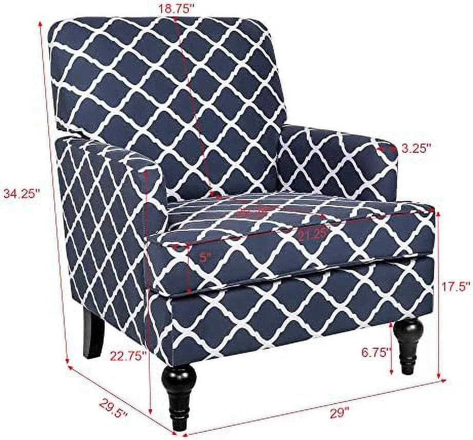 Accent Chair Single Sofa Recliner Chair Birch Legs Blue Y739