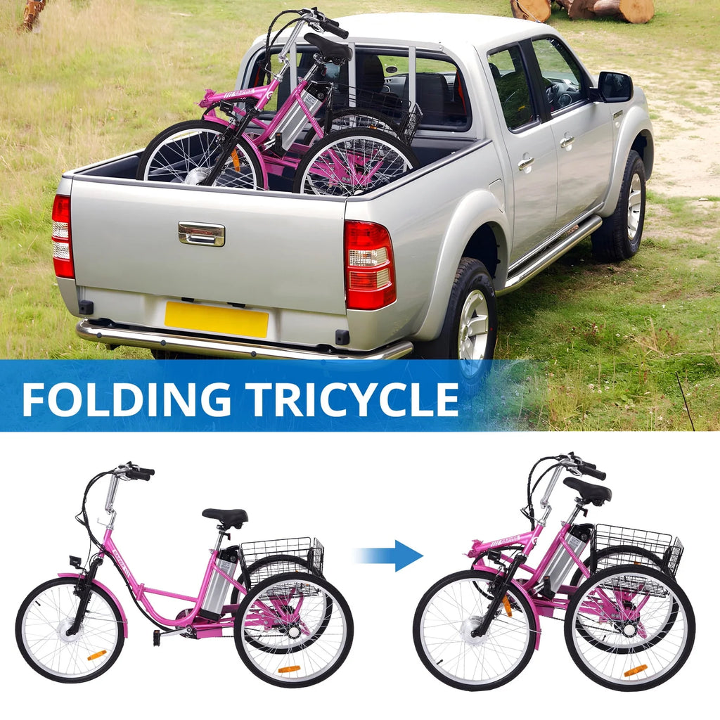 Electric Tricycle 7 Speeds 36V 10Ah Large Basket H82788