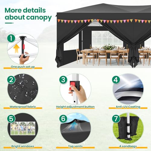 10x20 Pop Up Canopy Tent with 6 Sidewalls White D676029