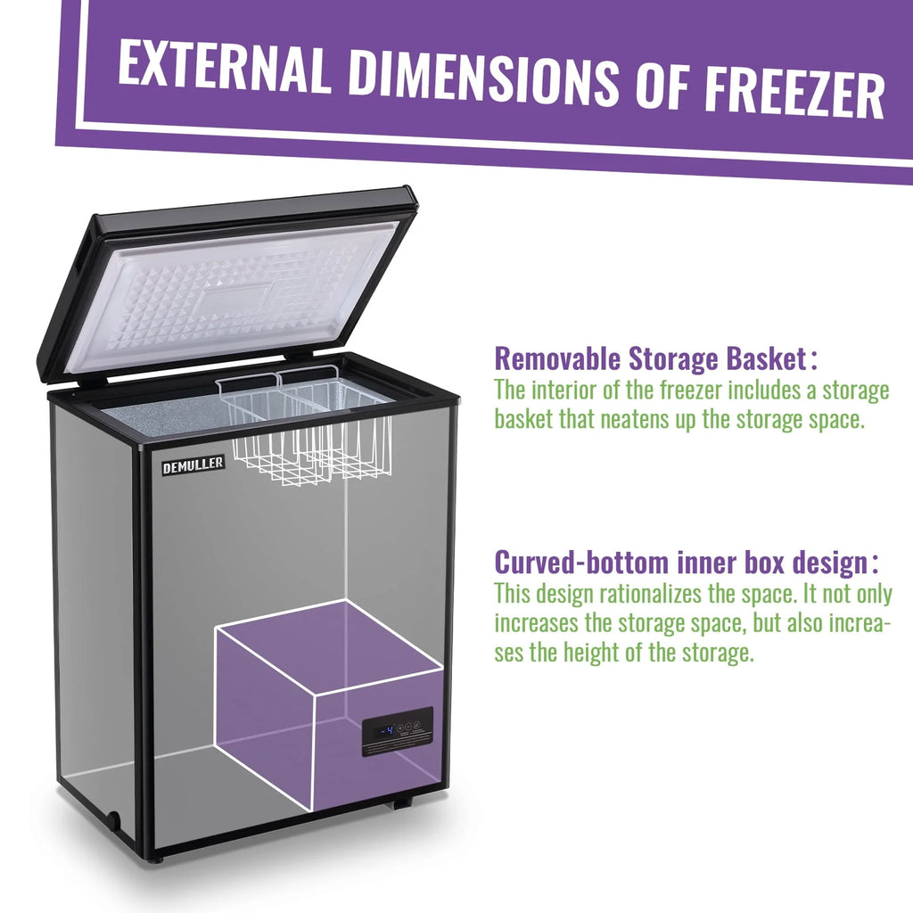 Chest Freezer with Electronic Display Screen 2 Removable Baskets A4648