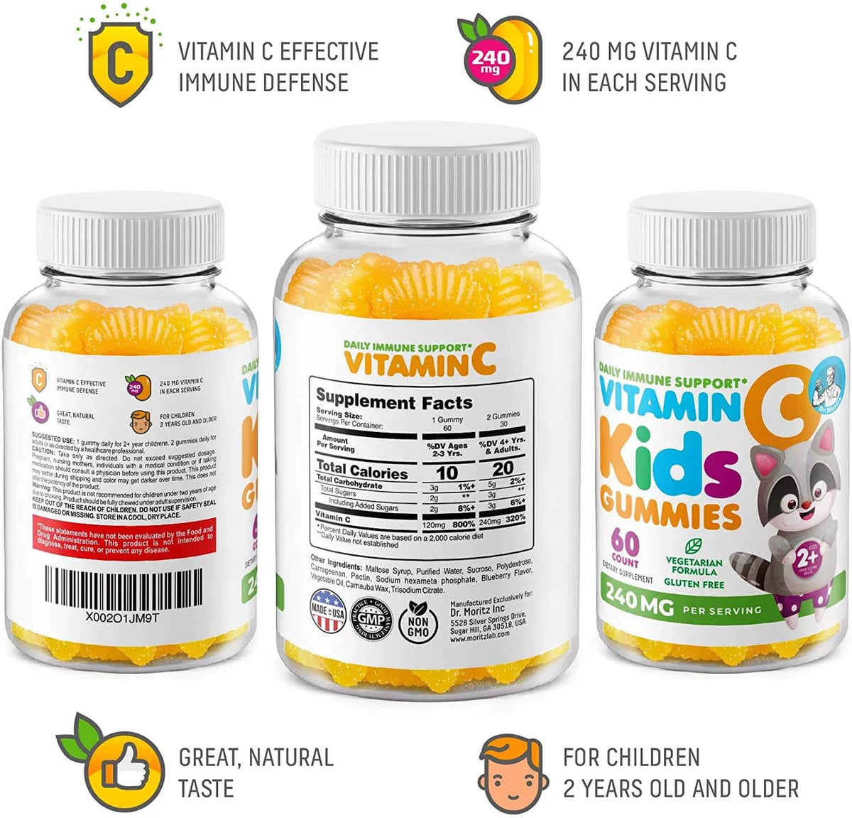 240 mg Low-Sugar Chewable Vitamin C Gummies B7481