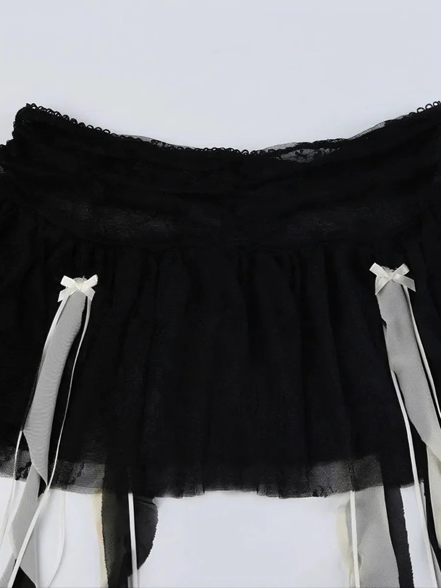 Dark Ribbon Mini Skirt J620