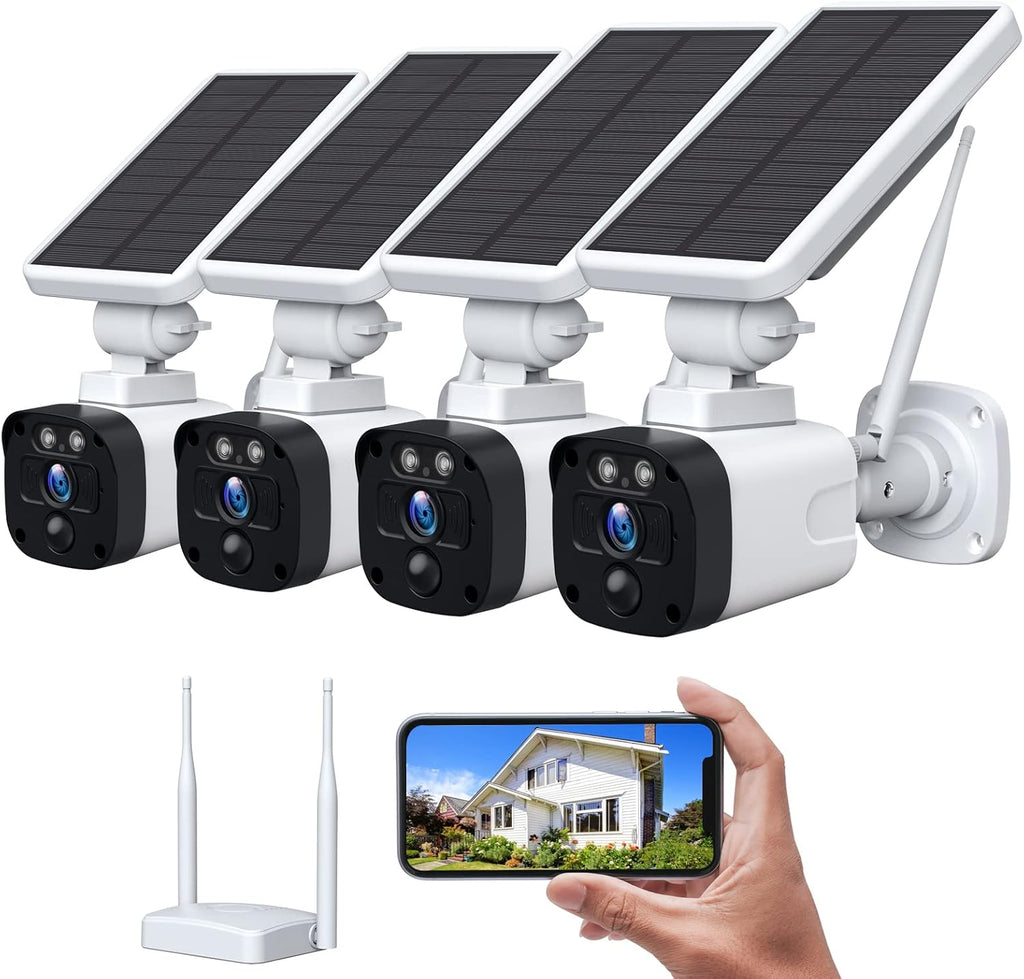 Wireless Solar Security Camera System 4 x 3MP with Base Station F897721