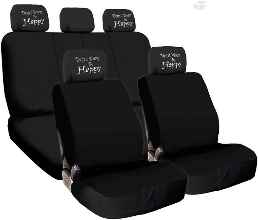 Black Flat Cloth Universal Fit Car Seat Covers with Headrest Covers N19661