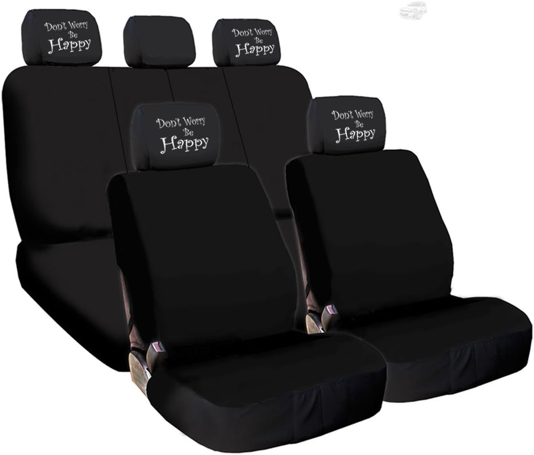 Black Flat Cloth Universal Fit Car Seat Covers with Headrest Covers N19661