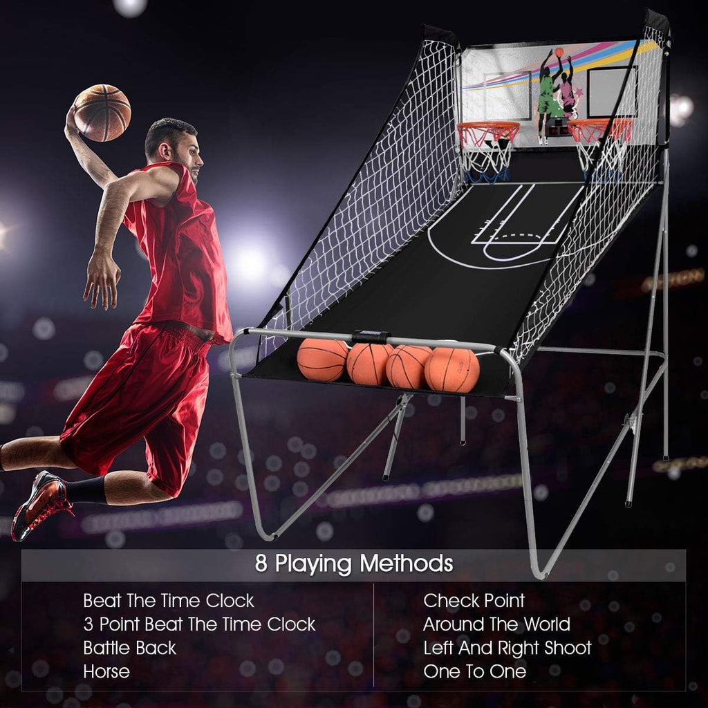 Electronic Basketball Arcade Game Double Shot 2 Players with 2 Rims 4 Balls U931