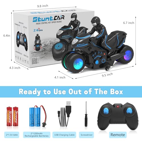 Remote Control Motorcycle with RGB Wheels Lights Z203