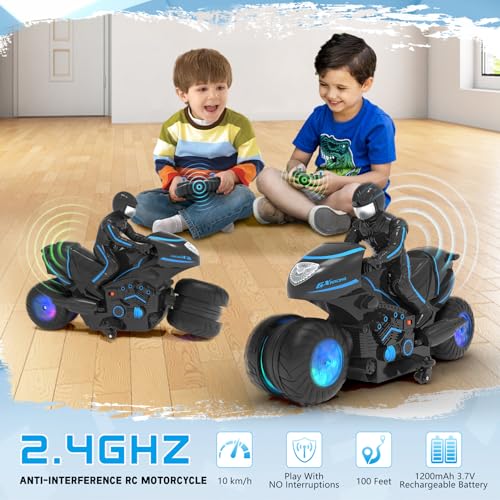 Remote Control Motorcycle with RGB Wheels Lights Z203