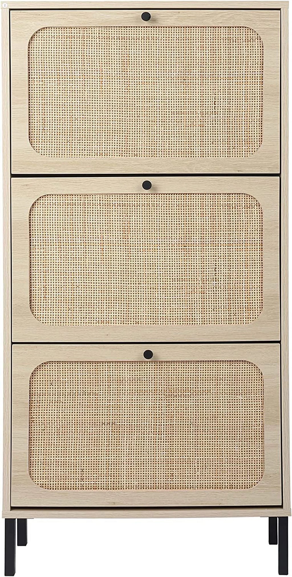 Rattan Shoe Cabinet with 3 Flip Drawers F56288