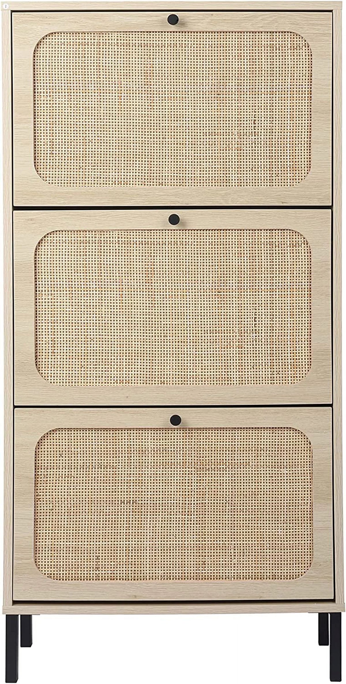 Rattan Shoe Cabinet with 3 Flip Drawers F56288