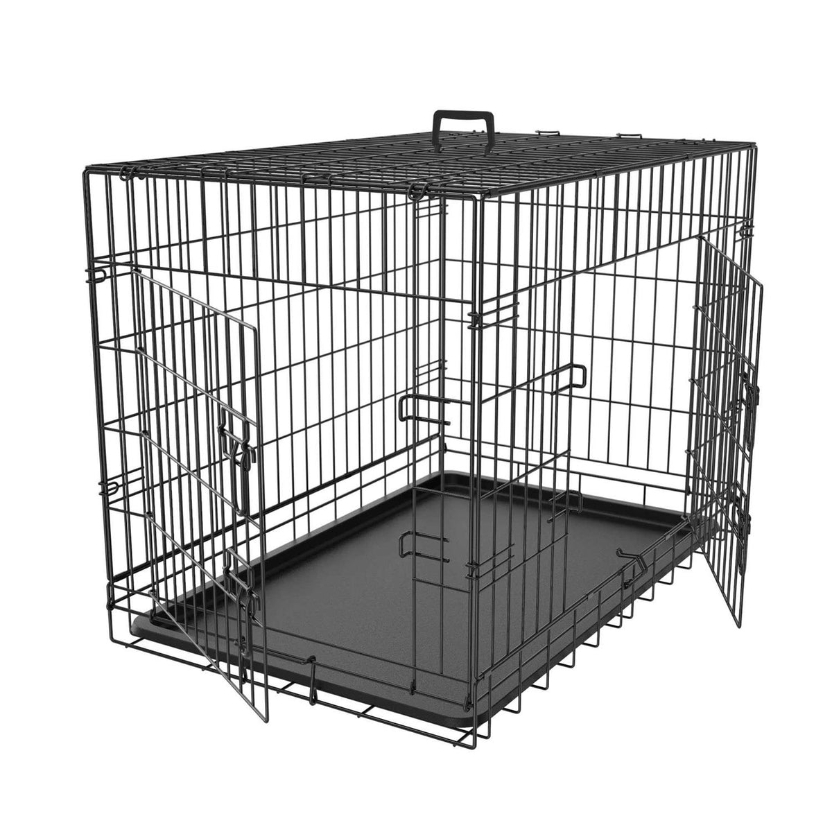 Double Door Folding Metal Wire Dog Crate with Tray G861018