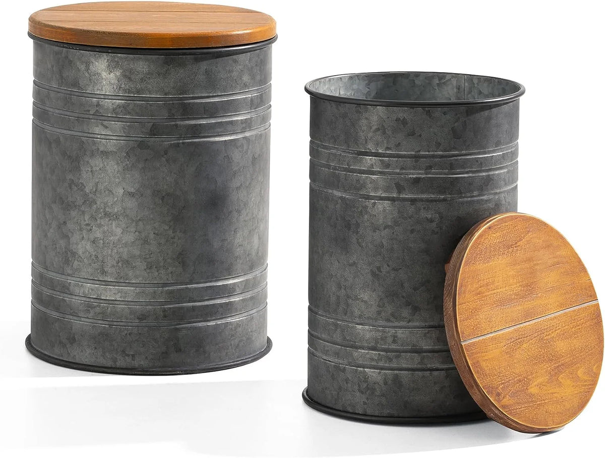 Grey Storage Ottoman and Nesting Table Set of 2 G272683