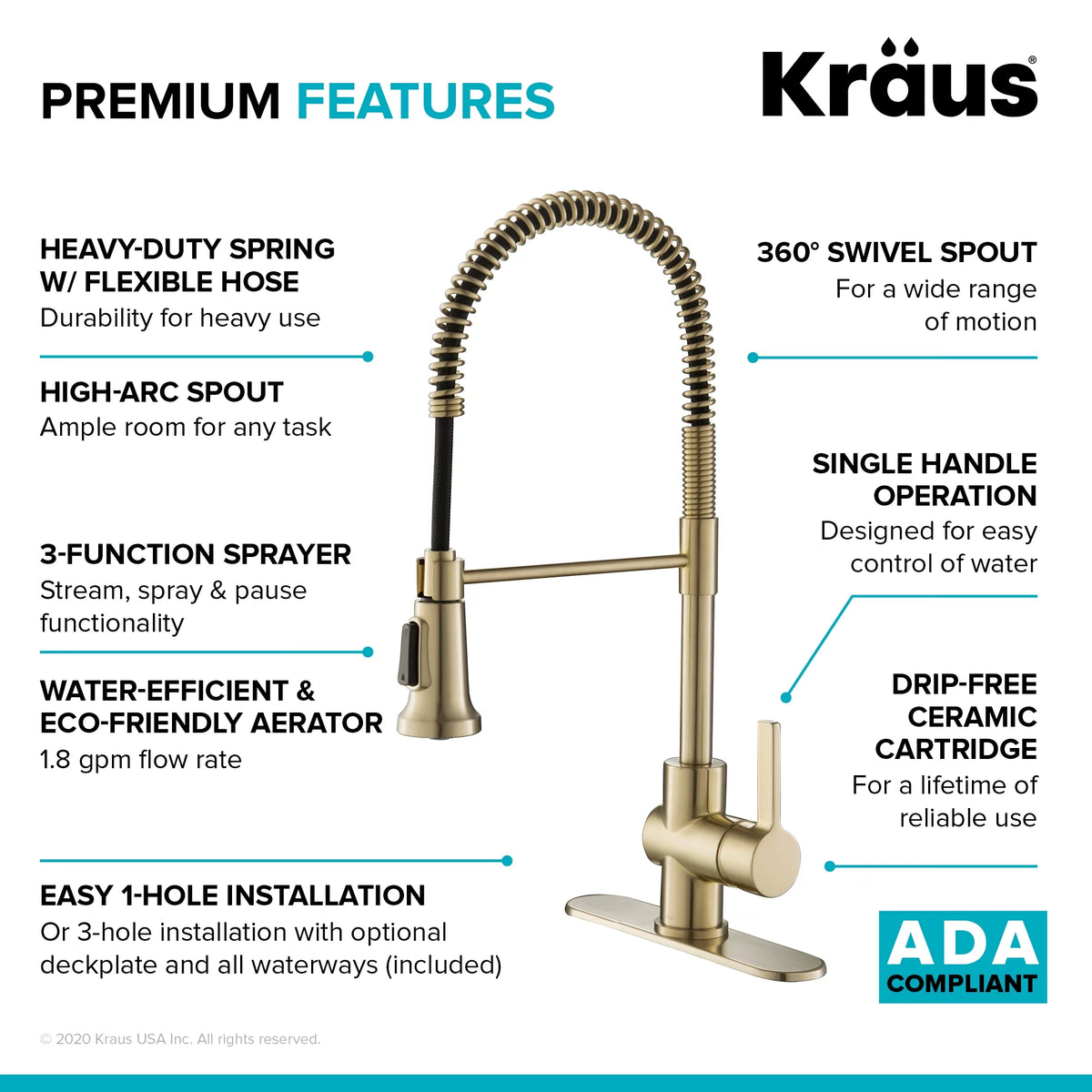 Kitchen Faucet and Water Filter Faucet Combo in Antique Champagne Bronze F3934