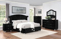 Black Solid Wood Queen Bedroom Set 5pcs U51038