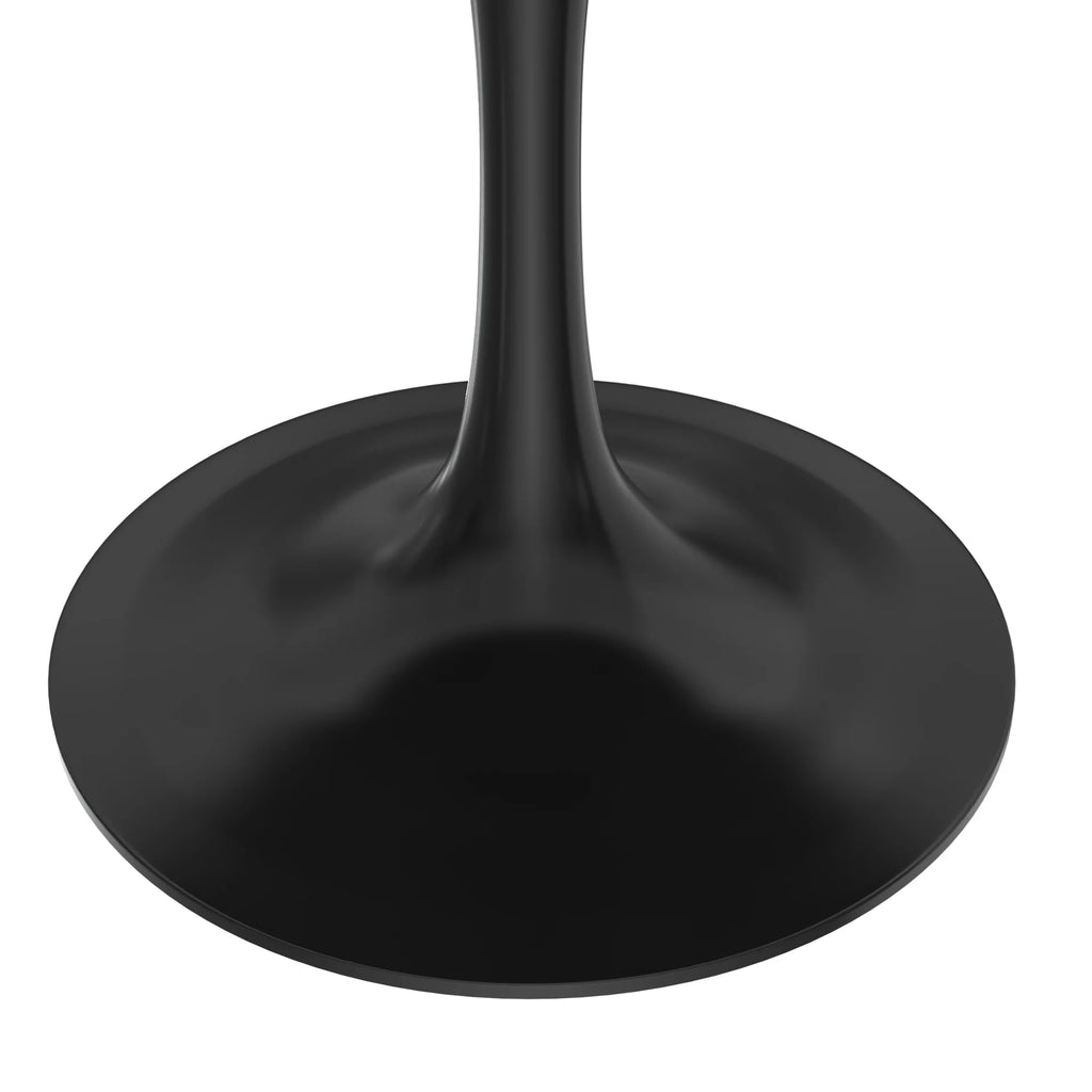 48" Round Stone Top Dining Table with Black Stainless Steel Pedestal Base C192769