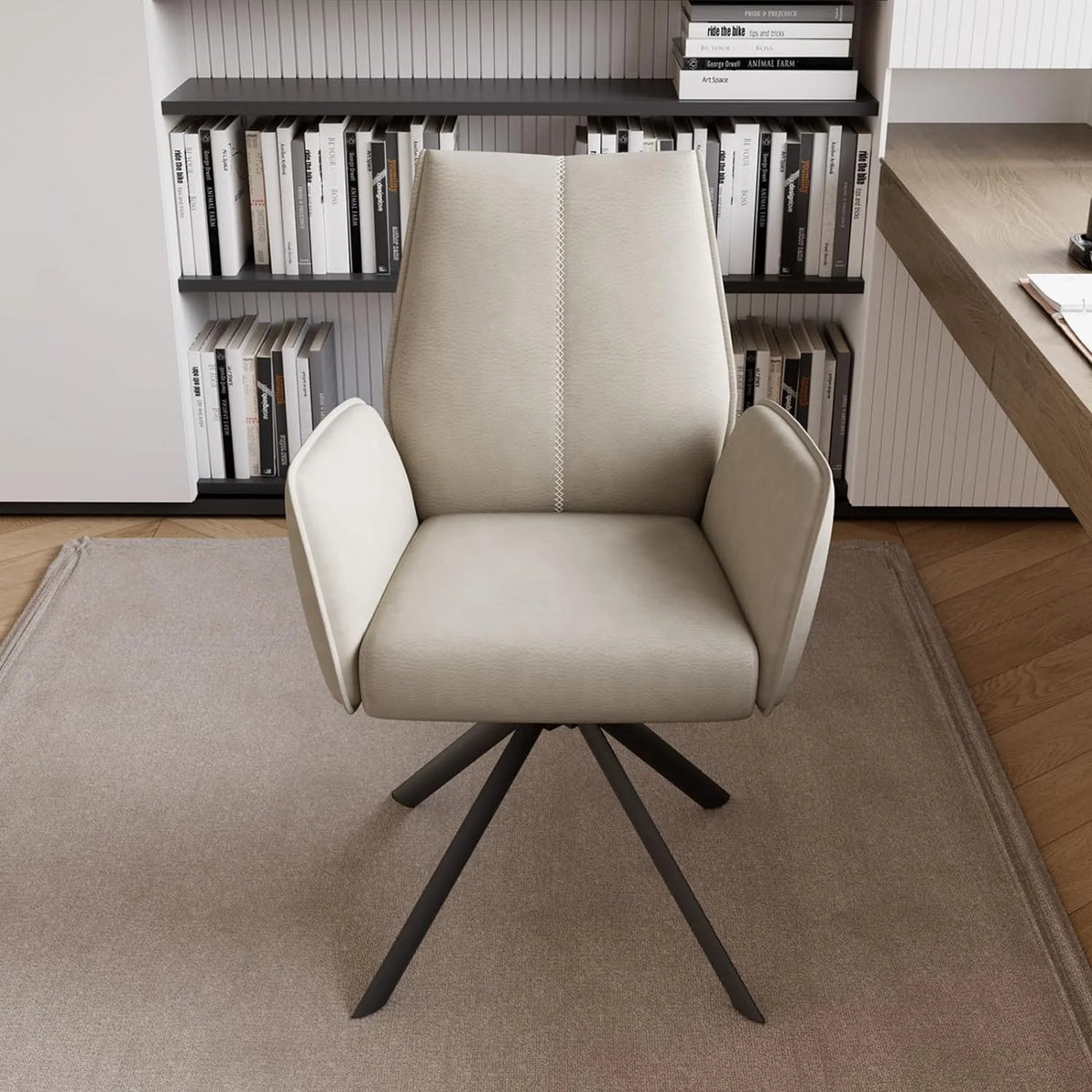 Modern Desk Chair no Wheel Ergonomic Office Chair Swivel Arm Chairs with Metal Legs A778192