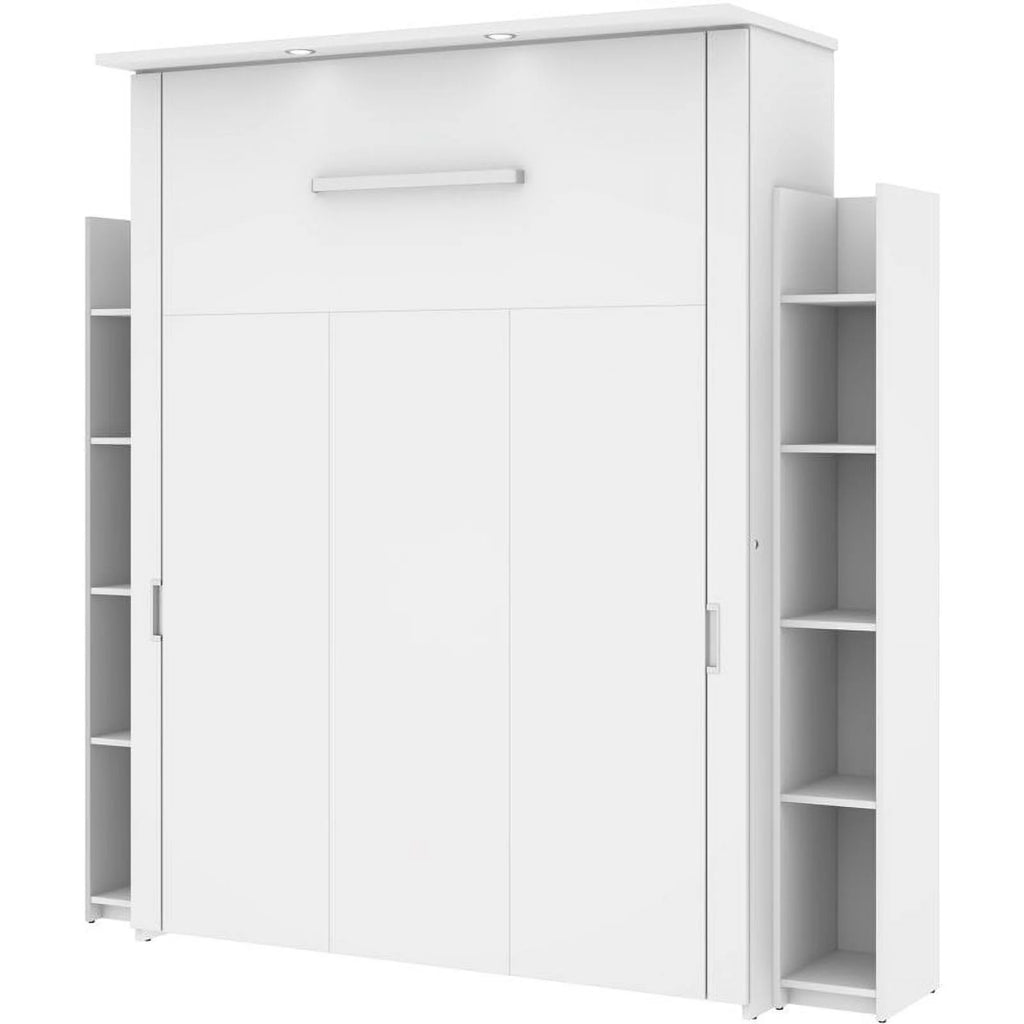 White Queen Murphy Bed with 2 Storage Units F8661