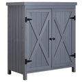 Grey Garden Storage Cabinet with Galvanized Top and Two Shelves U6691