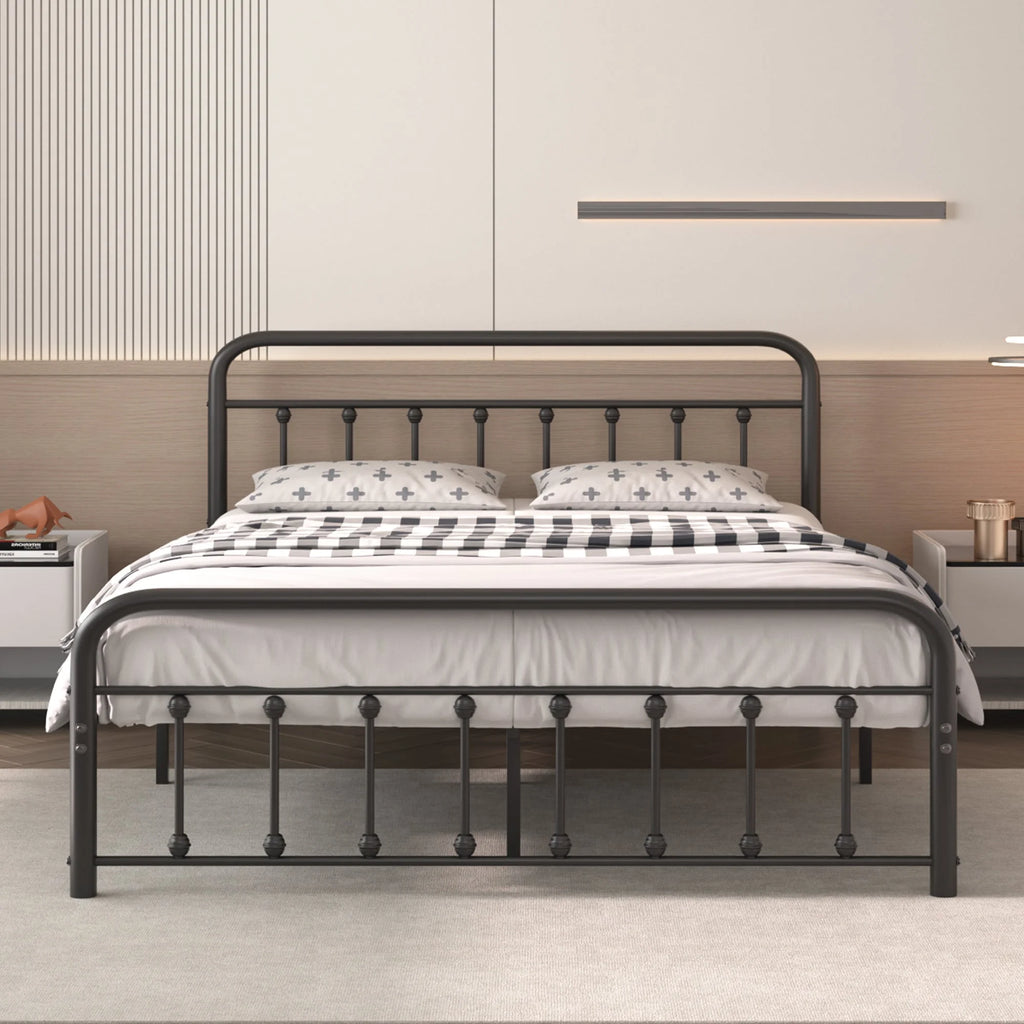 Queen Size Metal Bed Frame with Headboard and Footboard Y340303