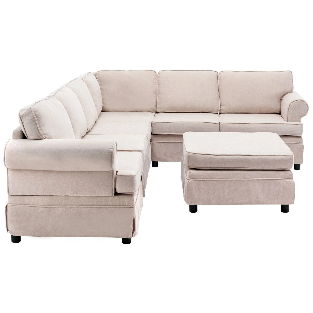 Beige Fabric Upholstered Modular Sofa Q9619