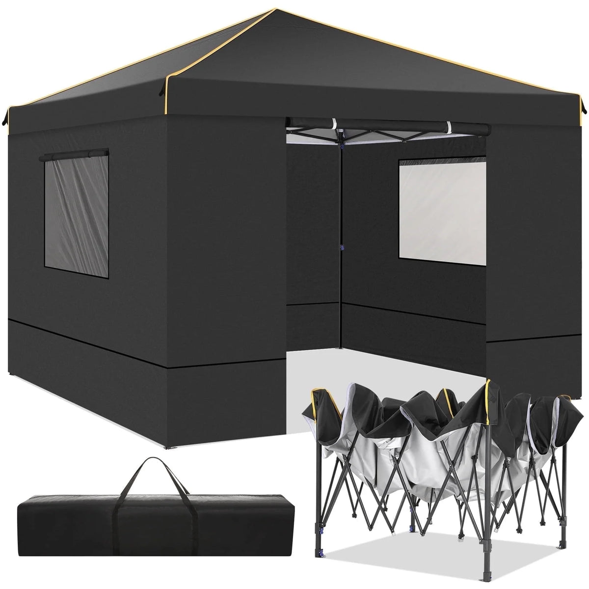 10' x 10' Pop up Canopy with 4 Removable Sidewalls and Carry Bag A5405