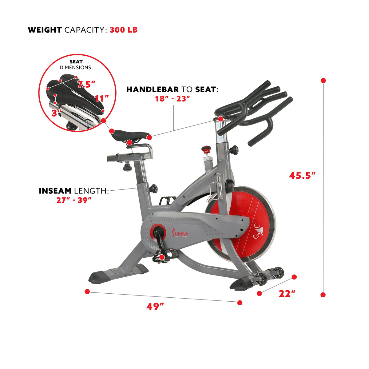 Indoor Cycling Exercise Bike with 44 lb Flywheel U42255