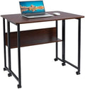 Mobile Foldable Desk with 6 Wheels and Shelves X82828
