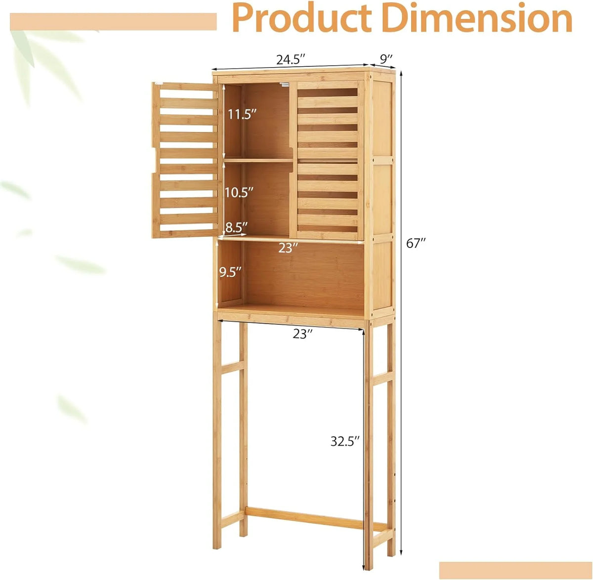 Natural Bamboo Over The Toilet Storage Cabinet O93399