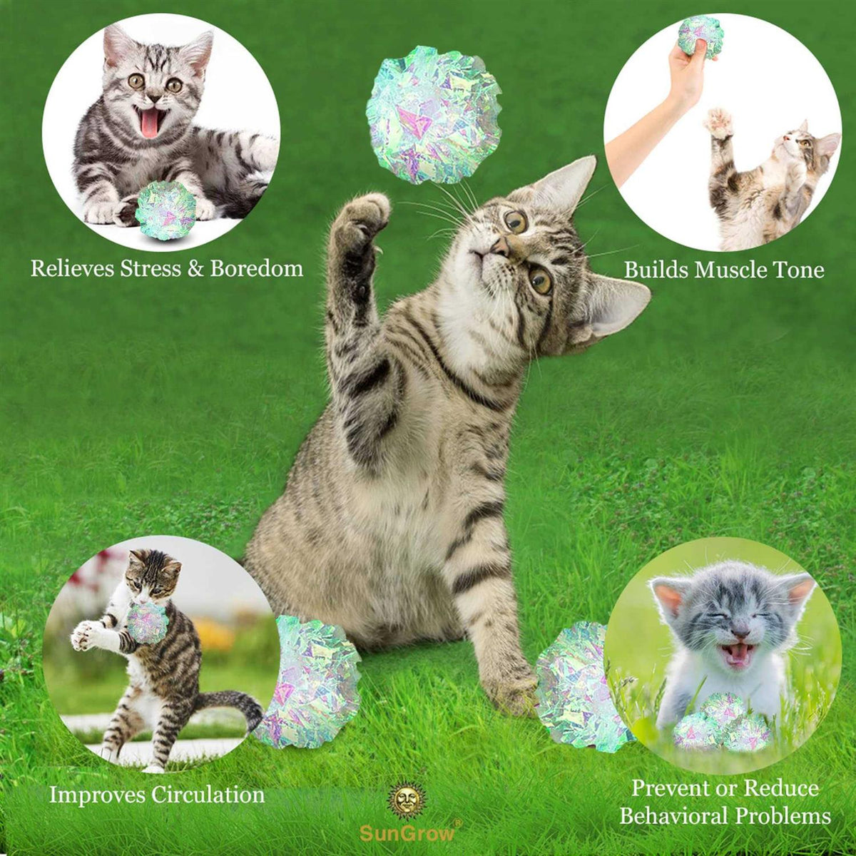 Clear Mylar Cat & Ferret Crinkle Balls & Chase Toy U589