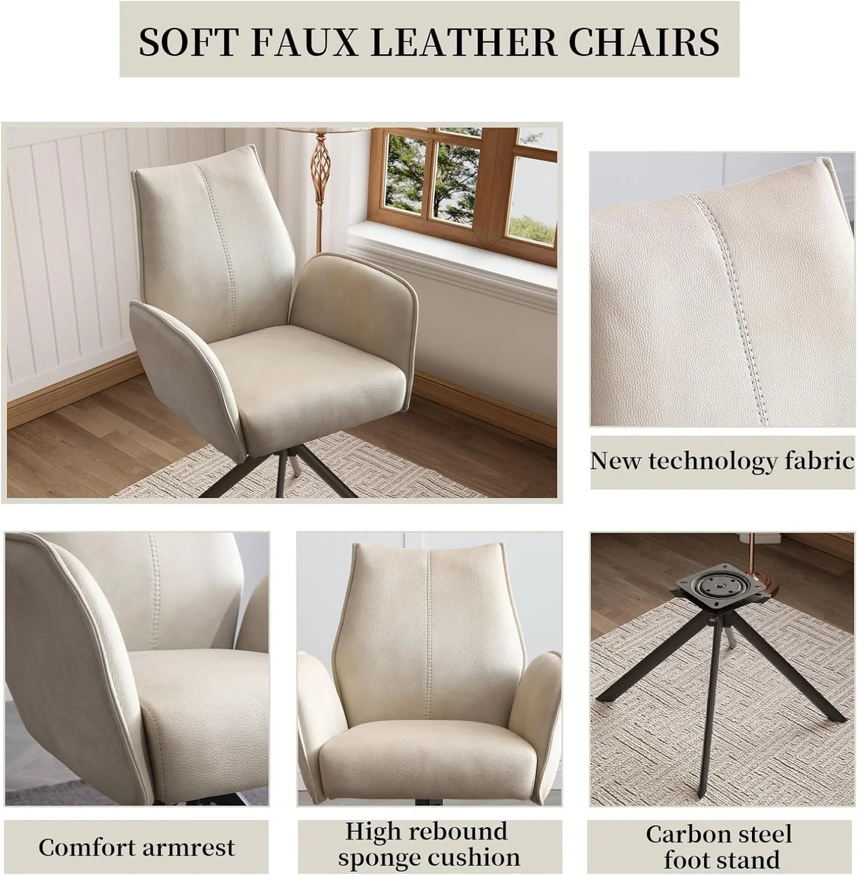 Modern Desk Chair no Wheel Ergonomic Office Chair Swivel Arm Chairs with Metal Legs A778192