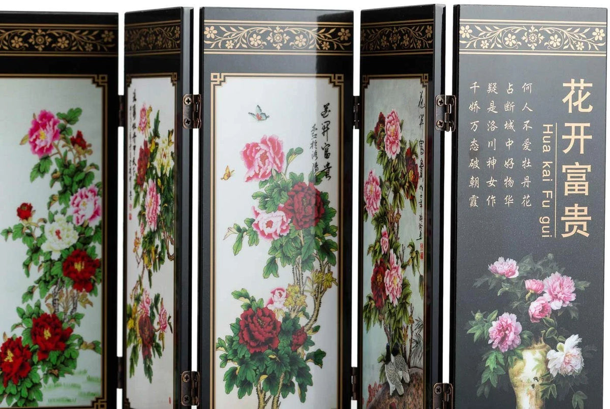 8-Panel Traditional Chinese Art Decorative Lacquerware Mini Divider Z649629