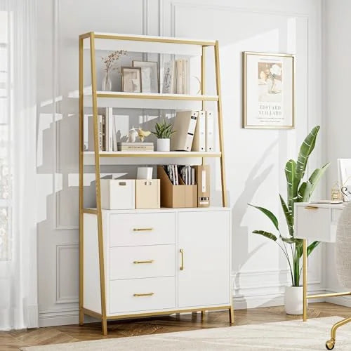 69" Tall 4-Tier Bookshelf with Drawers and Shelves E240
