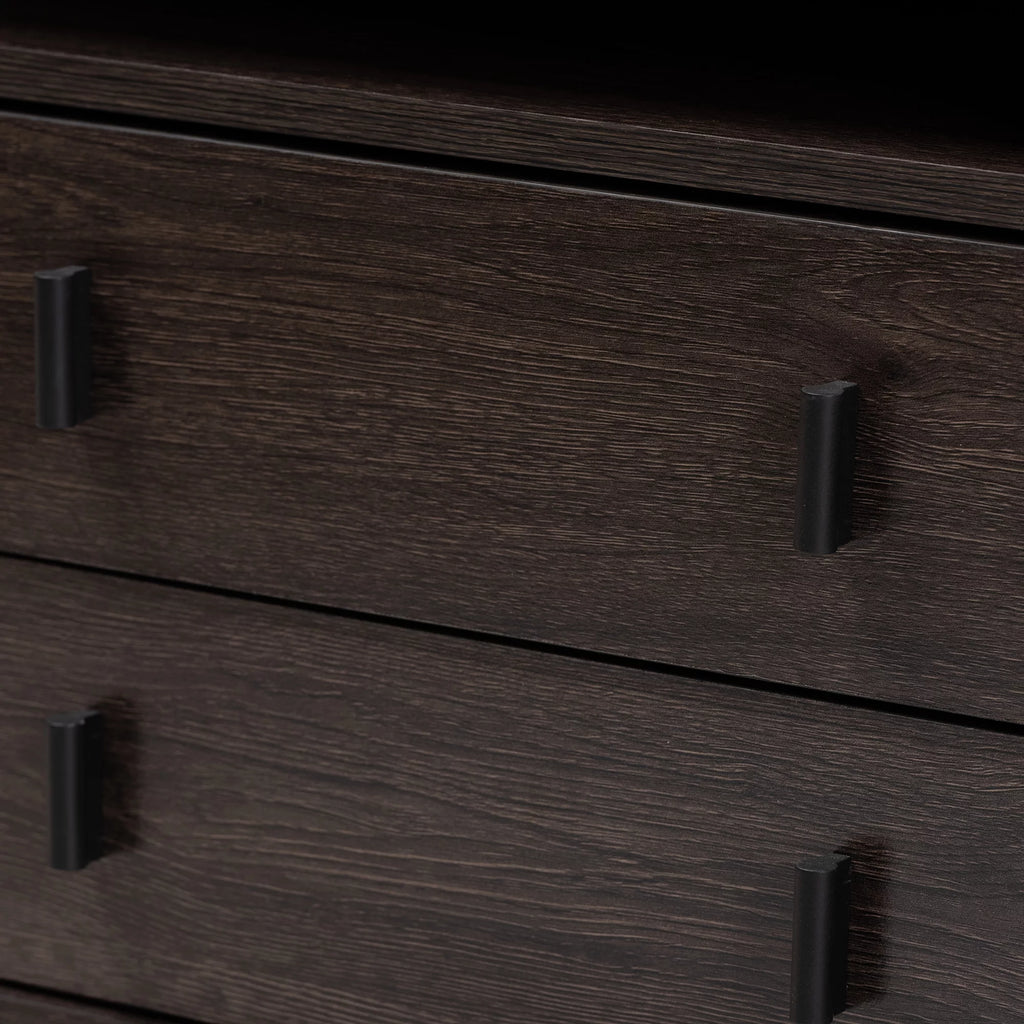 Dark Brown Wood and Black Metal 2-Drawer Nightstand B57977
