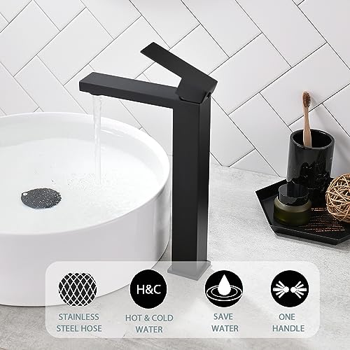 Brushed Nickel Tall Vessel Sink Faucet with Pop-up Drain G62781