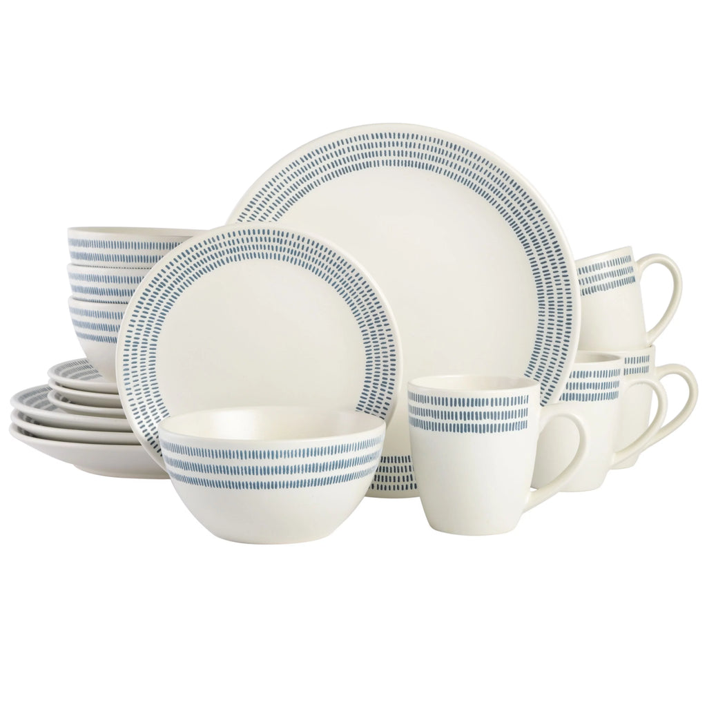 16-Piece White Stoneware Dinnerware Set A5213