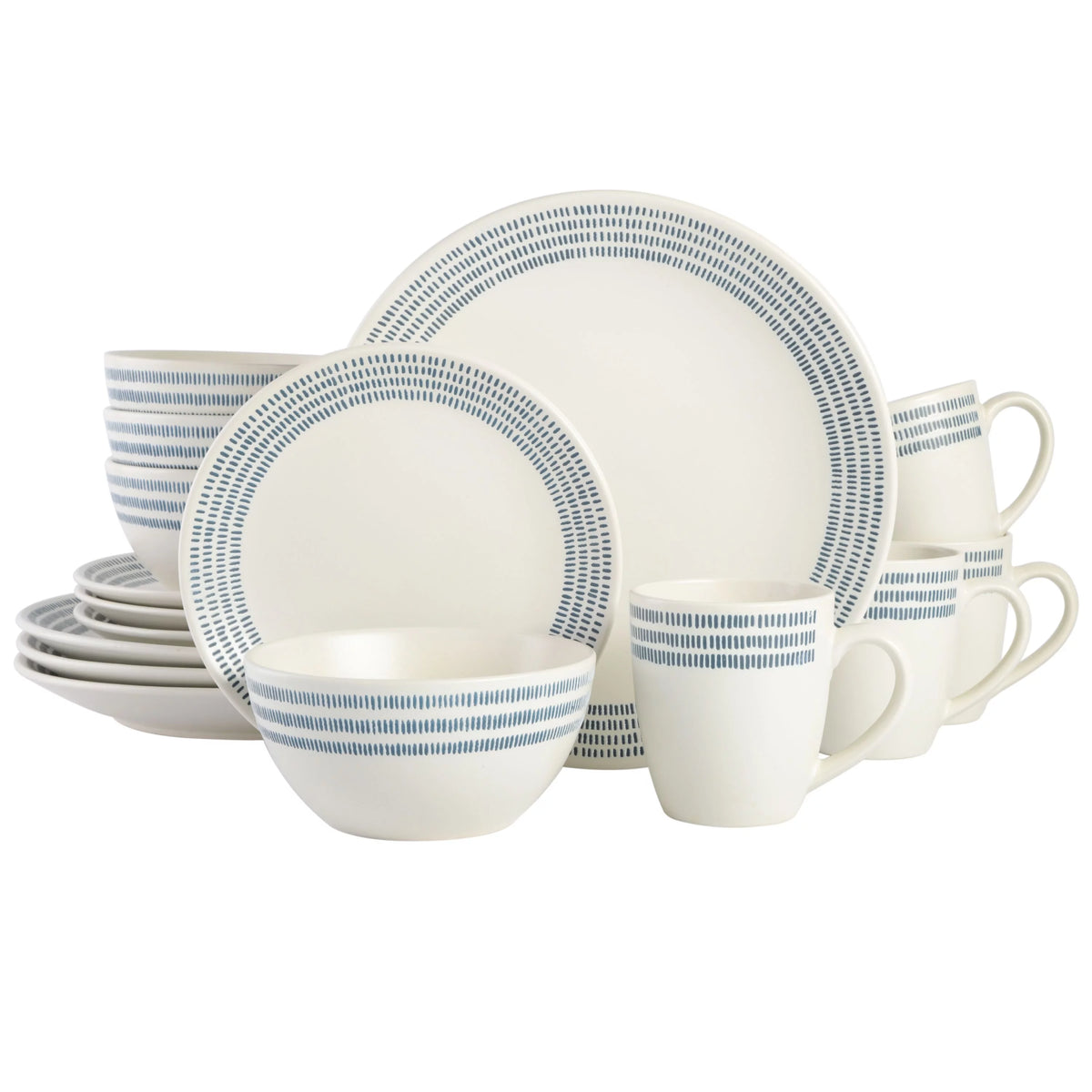 16-Piece White Stoneware Dinnerware Set A5213
