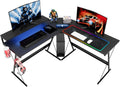 L-Shaped Gaming Desk with RGB Strip Black U9608