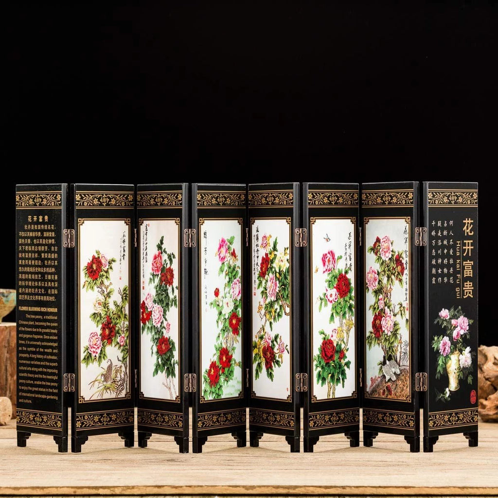 8-Panel Traditional Chinese Art Decorative Lacquerware Mini Divider Z649629