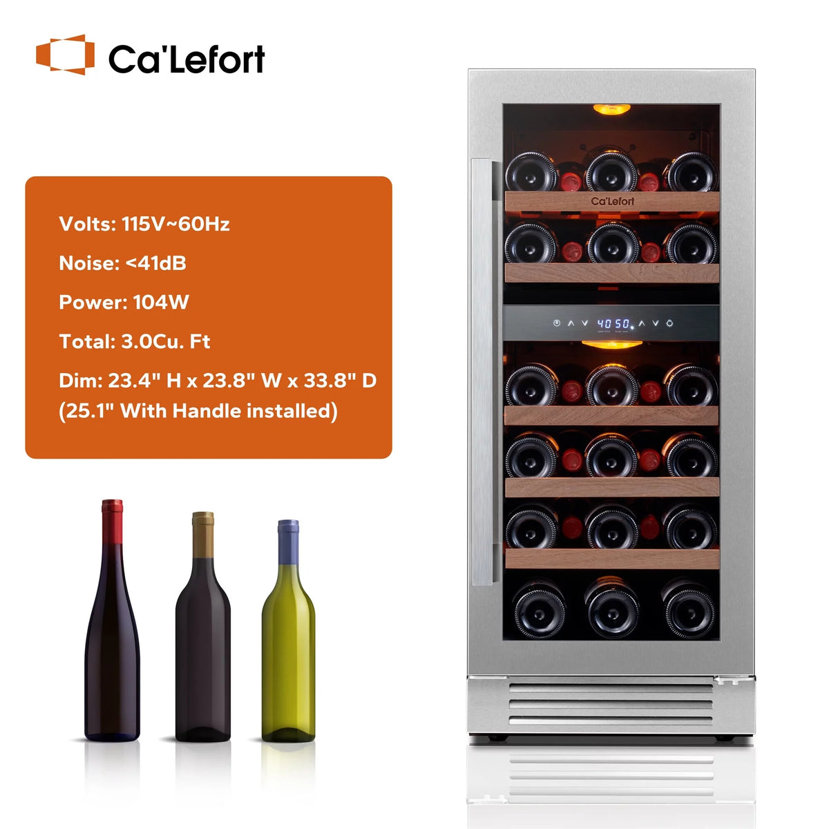 15 inch 28 Bottle Dual Zone Stainless Steel Wine Cooler Y19498