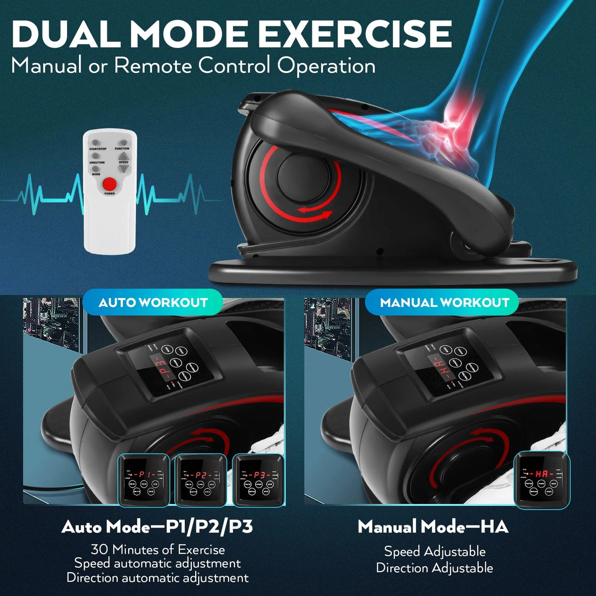 Under Desk Elliptical Machine with LCD Monitor B35623