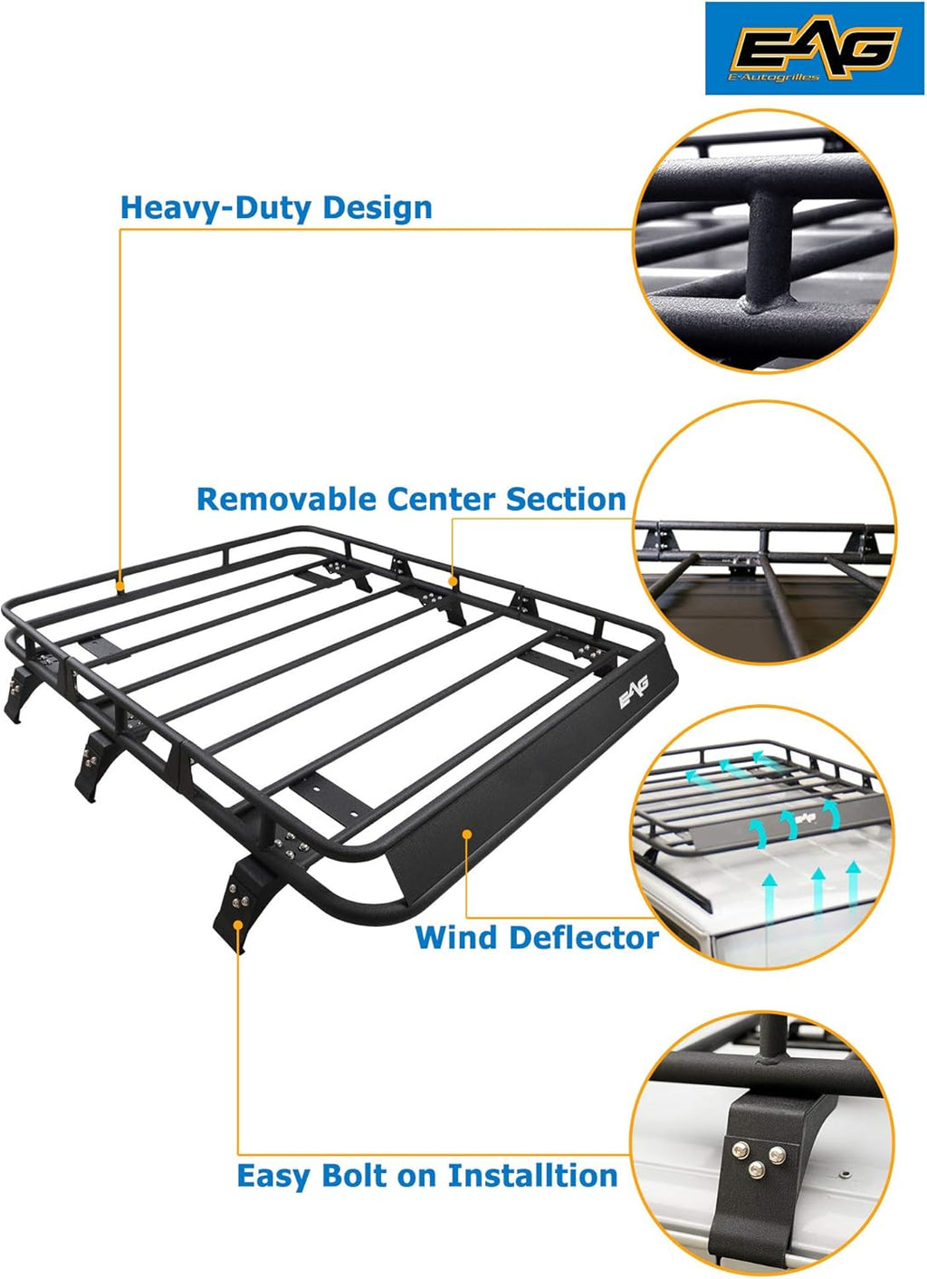 Black Steel Roof Rack Cargo Basket V3763